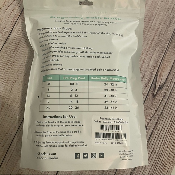 Motif Medical Pregnancy Back Brace Belly Band Support Medium White 6 8 10 12 M - Picture 4 of 7